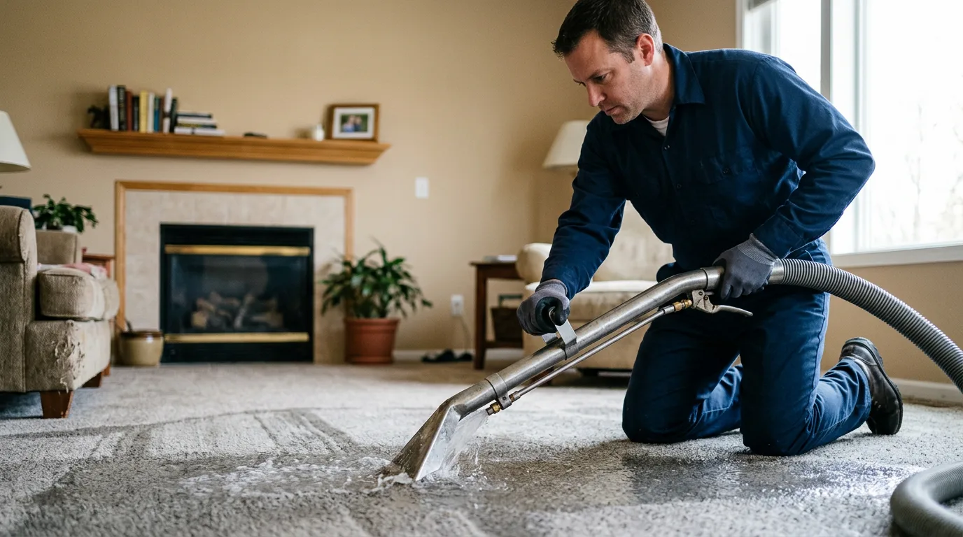 Water damage restoration technician working near West Lebanon, NH